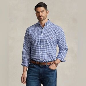 Polo Ralph Lauren Gingham Oxford Shirt Sz 4XB Blue White Preppy Business Casual